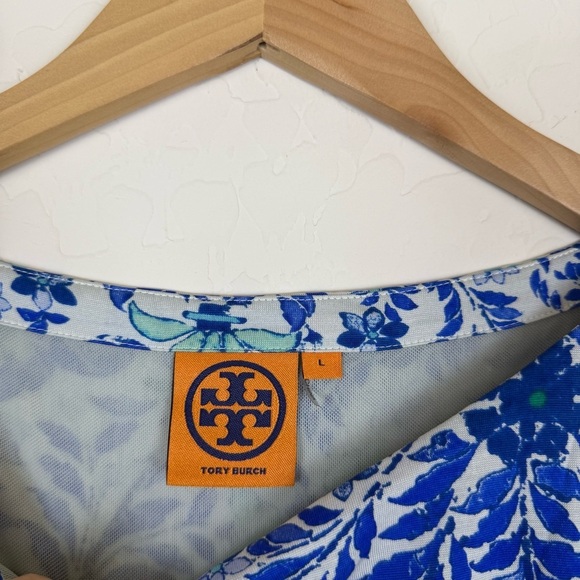 Tory Burch Blue Printed silk jersey Midi dress - Picture 7 of 11